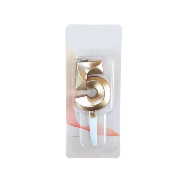 Verjaardagscadeau kaars voor taart nummer 5 glinsterend goud ca. 5 x 3,5 cm taartdecoratie voor feesten, jubilea en feestelijke gelegenheden 1