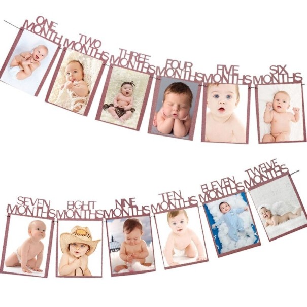 Verjaardagsfoto slinger 1 jaar roze