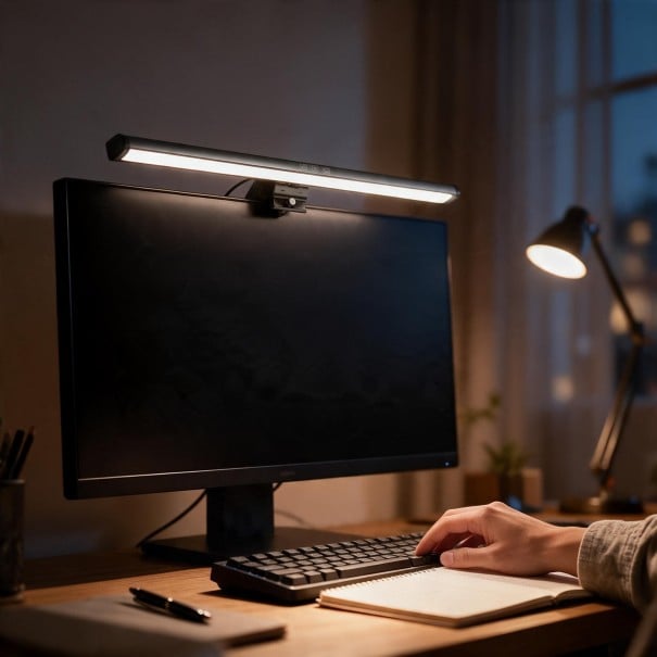 Verlichte LED strip voor monitor 50 cm Timer 60 minuten 3 kleurtemperaturen Traploze dimming Ra90 Voeding USB-C Zwart Voor werk en studie 1