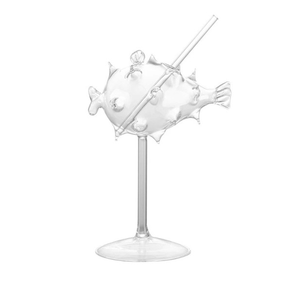 Verre à cocktail 195 ml en verre transparent verre décoratif en forme de poisson hauteur 18 cm diamètre de la base 9,2 cm pour cocktails et boissons 1