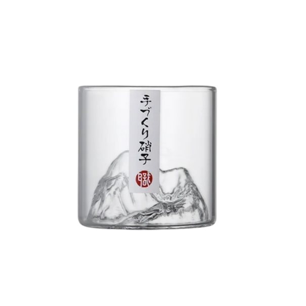 Verre à whisky 150 ml 7,3 x 6,8 cm Verre japonais avec un modèle 3D de montagne à l'intérieur Verre décoratif en verre pour whisky, bourbon, liqueurs transparente