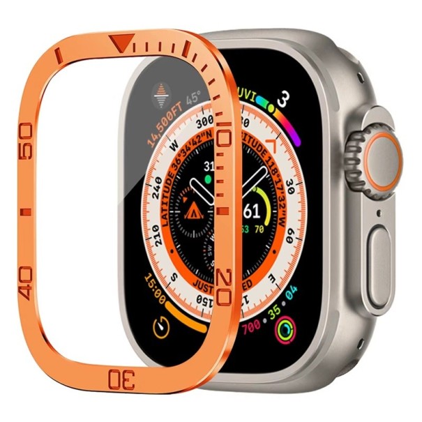 Verre trempé courbé 3D pour Apple Watch Ultra 2 3 49 mm protection d'écran HD couverture complète bumper protection contre les rayures orange