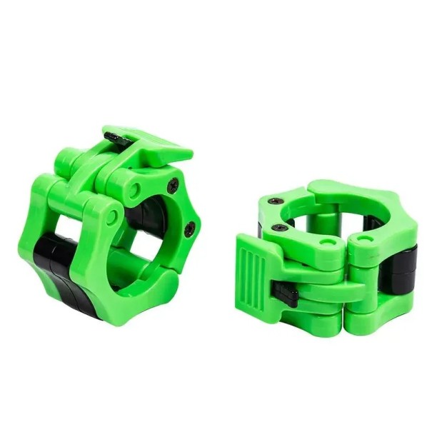 Verrous d'haltères à dégagement rapide 2 pièces 25 mm Verrous en plastique pour axes d'haltères Boucles verrouillables pour un entraînement de force en toute sécurité en salle de sport vert