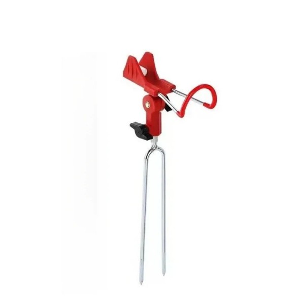 Verstelbare hengelsteun opvouwbare standaard 37 cm metalen punt hengelsteun voor de oever voor vissen aan het water en op de bodem rood