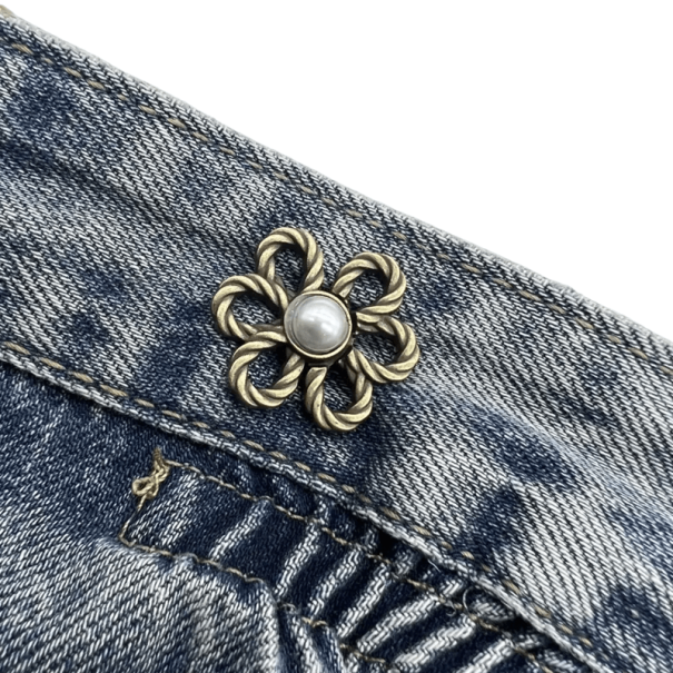 Verstelbare metalen bloemvormige taillegesp voor broeken, zonder naaien, decoratieve gesp voor jeans, rokken, shorts, snelsluiting brons