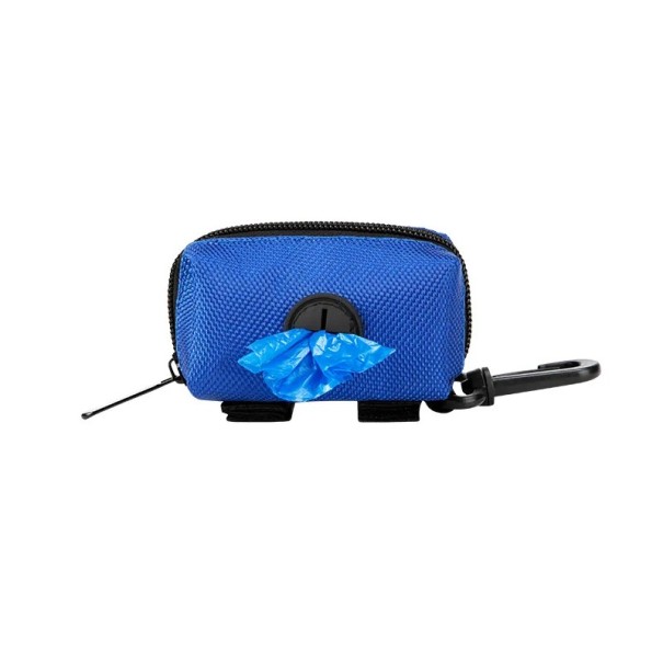 Verstelbare reis houder voor hondenafval 9,5x5x5 cm Dispenser voor poepzakjes van polyester Leash met opbergzak voor huisdieren donkerblauw