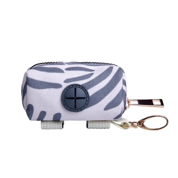 Verstelbare reis houder voor hondenafval 9,5x5x5 cm Dispenser voor poepzakjes van polyester met karabijnhaak Grijs patroon voor huisdieren 1