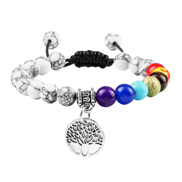 Verstelbare zeven chakra armband Z261 zilver
