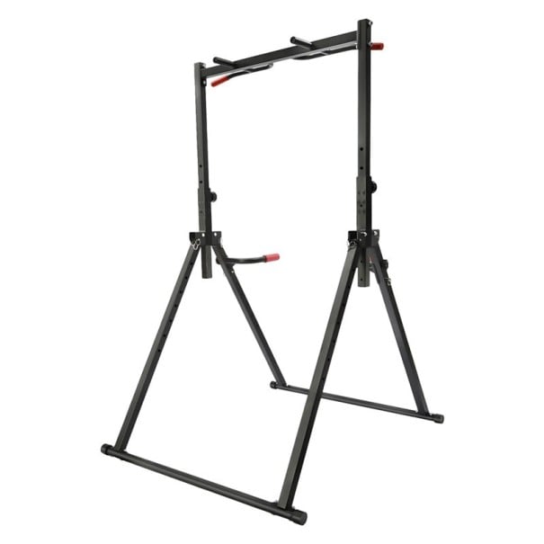 Verstellbare Klimmzugstange mit Dip-Bars, Tragfähigkeit 200 kg, Höhe 175–230 cm, Griffbreite 105 cm, Stahlkonstruktion, schwarz, Krafttraining