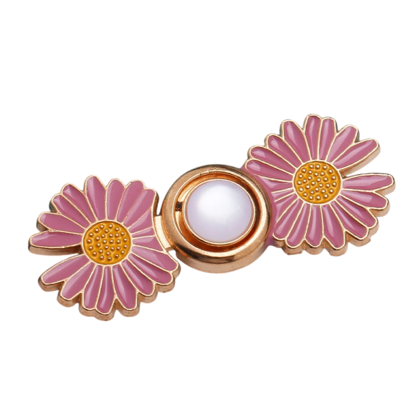 Verstellbare Taillenschnalle aus Metall, 4,6 x 1,9 cm, Perlendekor mit Blumen, zum Festziehen der Hose, kein Nähen, elegante Schnalle rosa