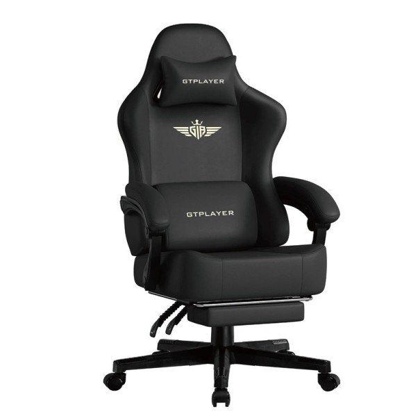 Verstellbarer Gaming-Stuhl mit ausziehbarer Fußstütze, 131 cm, textile Polsterung, drehbarer Stuhl für das Gaming- und Arbeitszimmer schwarz