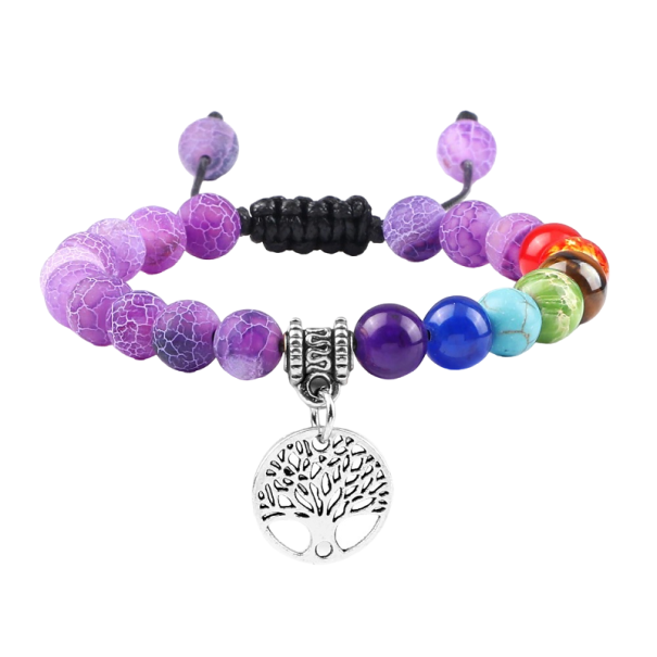 Verstellbares Armband mit sieben Chakras silbern