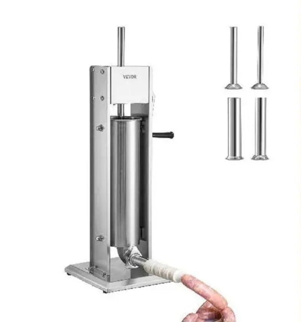 Verticale Worstmaker 3 l Handmatige Vulmachine van RVS met 4 Vulbuizen 31 x 52 cm 1