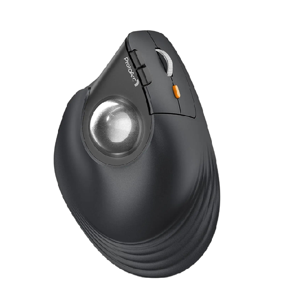 Vertikální bezdrátová trackballová myš ProtoArc Bluetooth palcové ovládání ergonomický design černá s červeným trackballem pro práci bílá