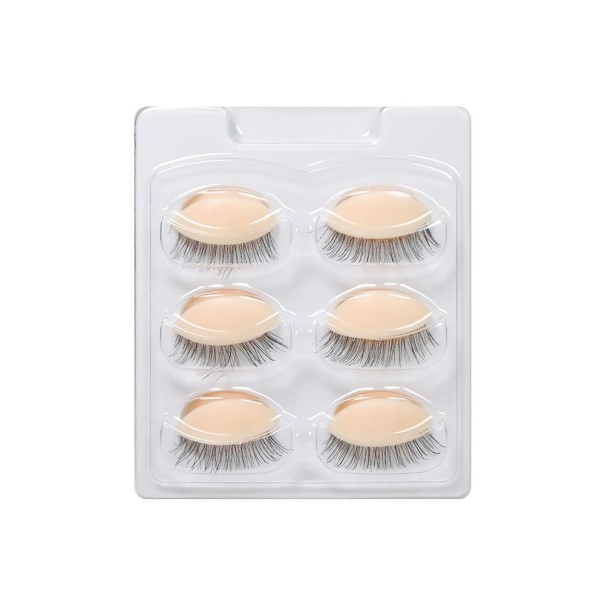 Vervangende kapjes met wimpers van zacht PVC voor wimpertraining 6 paar Mix van lengtes en dichtheden Afneembare kapjes voor oefenhoofden Cosmetische training roze