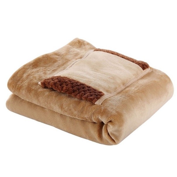 Verwarmde deken met handzak 80 x 60 cm bruin