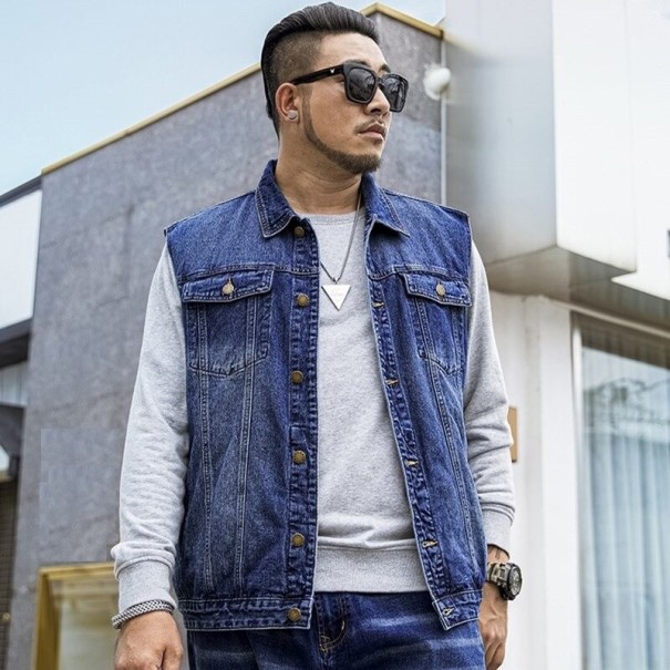 Vesta bărbătească din denim F1276 albastru 3XL