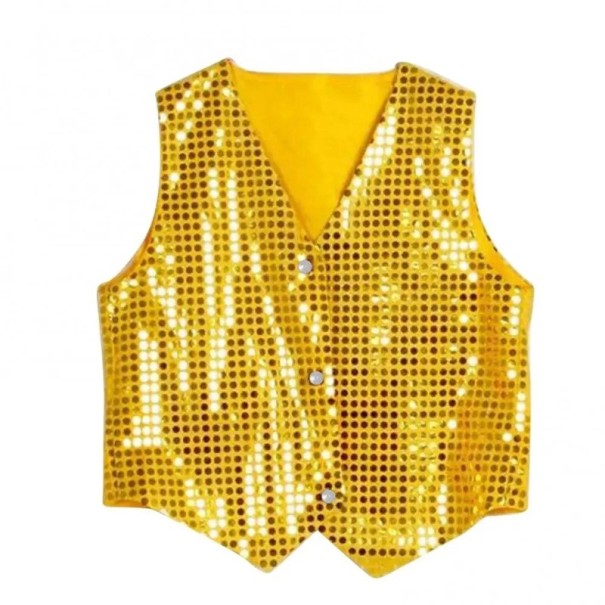 Vesta cu mărgele pentru băieți și fete Costum Street Dance Hip-hop în stil lucios Decolteu în V Vesta din bumbac și nylon de o singură culoare pentru show-uri de dans galben 5 Vesta cu mărgele pentru băieți și fete Costum Street Dance Hip-hop în stil lucios Decolteu în V Vesta din bumbac și nylon de o singură culoare pentru show-uri de dans galben 5