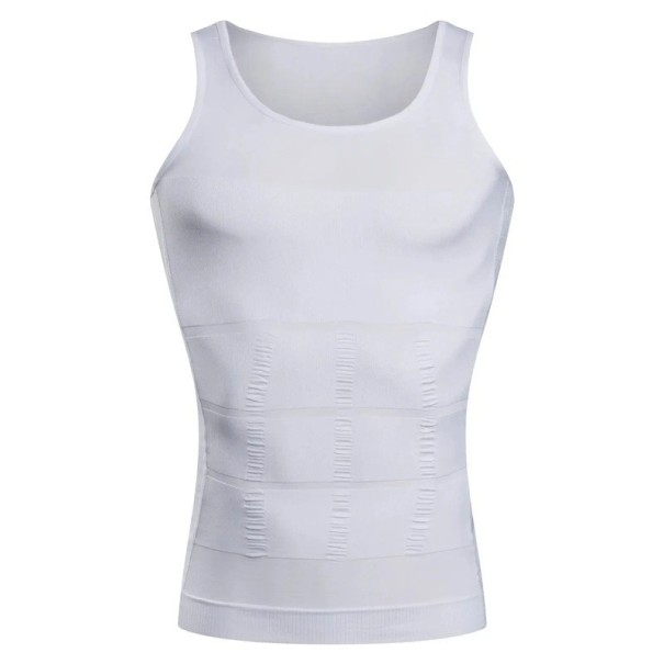 Vestă de compresie pentru slăbit Tricou pentru modelarea corpului pentru bărbați Îmbrăcăminte modelă pentru bărbați Vestă de slăbit fără sudură Tricou de fitness pentru postură alb L