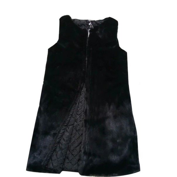 Vestă de damă din blană artificială P2494 negru S