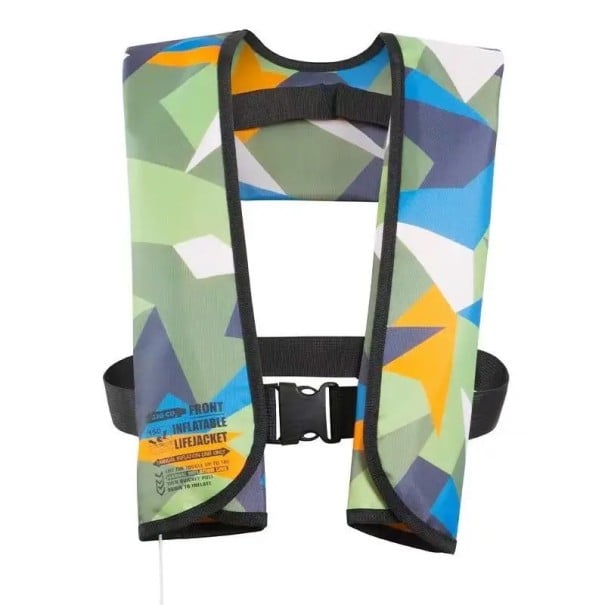 Vestă de salvare gonflabilă 150 N pentru adulți până la 150 kg cu umflare manuală CO₂ cartuș de 33 g model geometric sporturi nautice pescuit 1