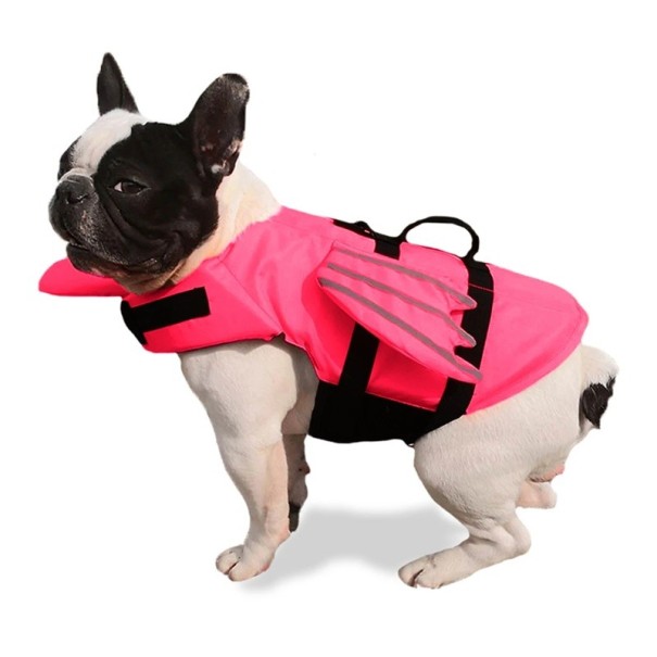 Vestă de salvare pentru câini de 1 până la 6 kg cu aripi și benzi reflectorizante Lungimea spatelui 20 cm Circumferința pieptului 36 până la 40 cm și a gâtului 32 până la 34 cm roz