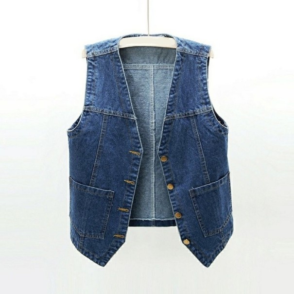 Vestă din denim de damă P1679 albastru inchis XL