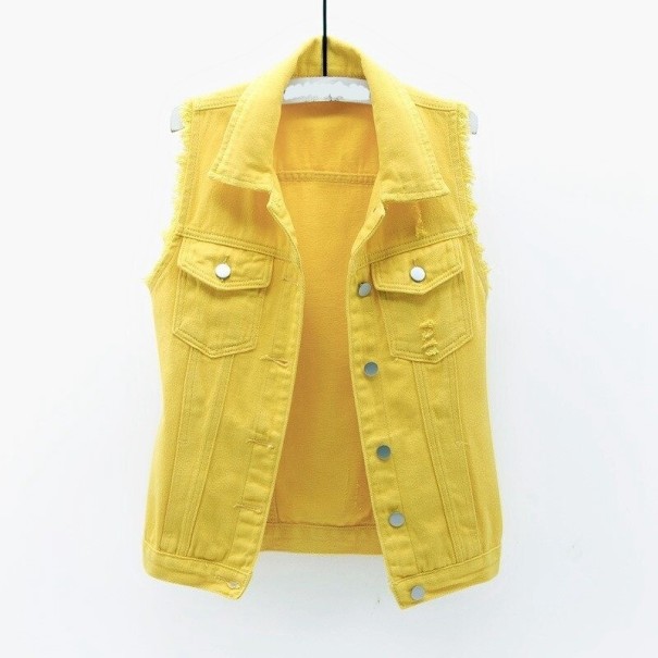 Vesta din denim pentru femei galben XS