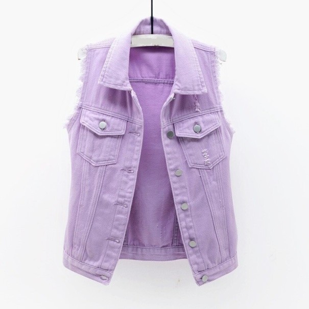 Vesta din denim pentru femei violet deschis XXS