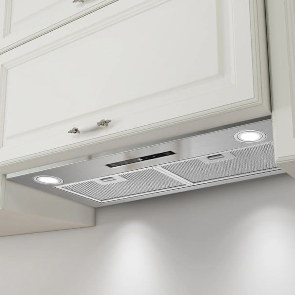 Vestavná digestoř do skříňky 400 m³/h 29,6 x 72 x 28,3 cm hliník s dotykovým ovládáním LED osvětlením a boost funkcí energetická třída A++ 1