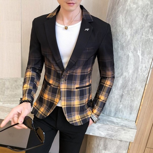 Veste à carreaux pour homme F404 jaune XS