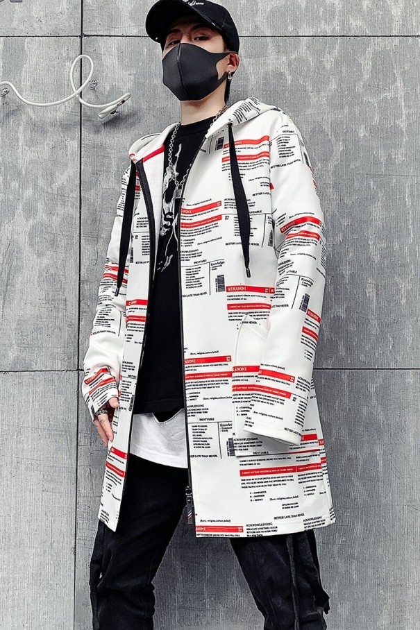 Veste d'automne pour homme avec imprimé blanc XXS 3