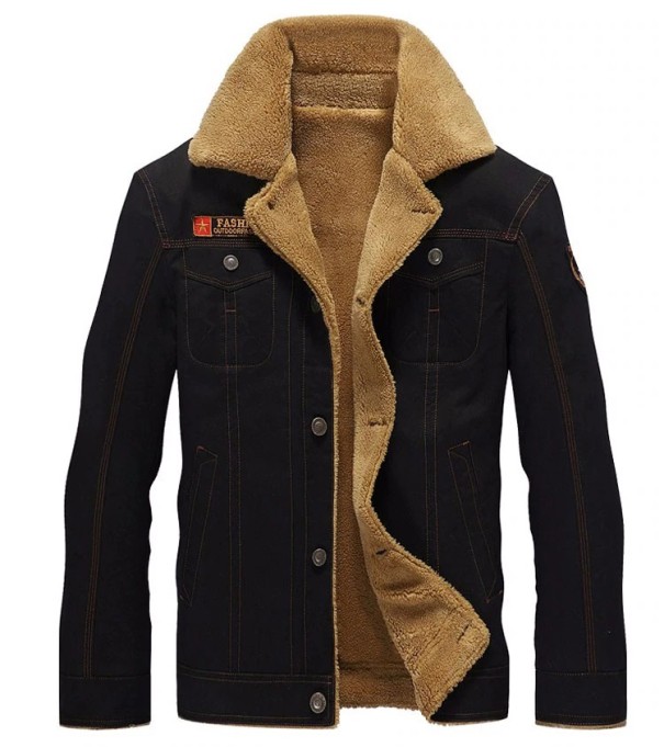 Veste d'aviation pour homme avec col J2072 noir XS