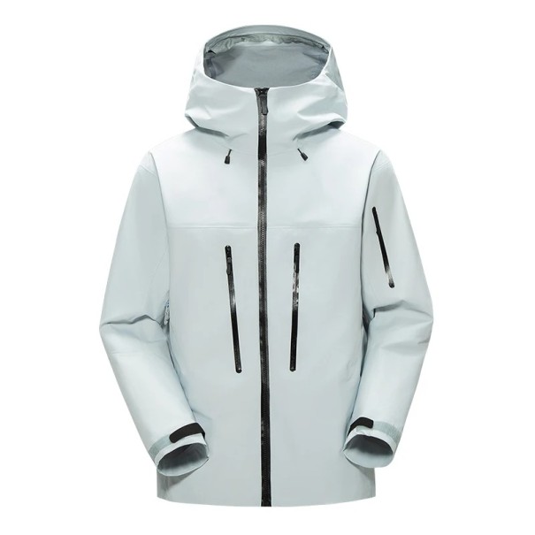 Veste d’extérieur imperméable pour homme avec capuche Poches zippées Poignets réglables Matière respirante Veste coupe-vent pour le sport et la randonnée blanc XS
