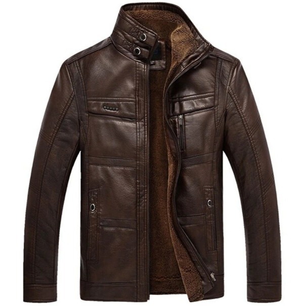 Veste d'hiver en cuir pour hommes F1126 marron XS