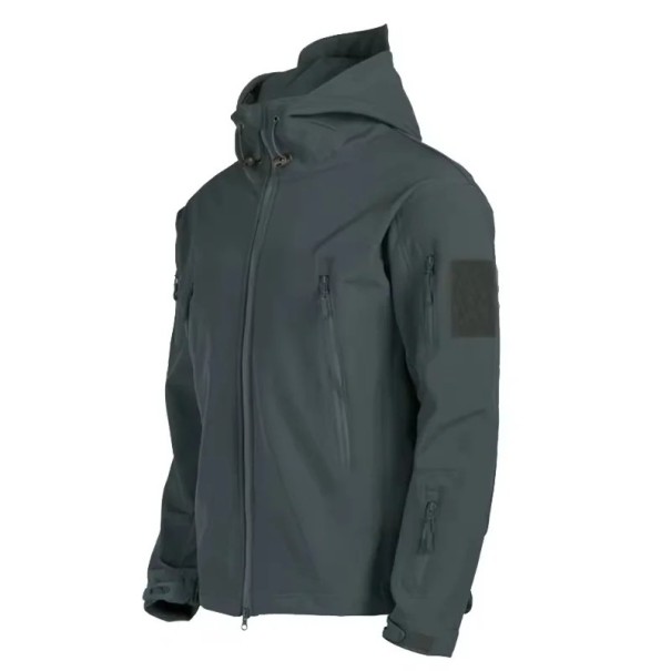Veste d'hiver imperméable pour homme avec capuche à zip et poches en COTON POLYESTER plusieurs couleurs unie bleu foncé L