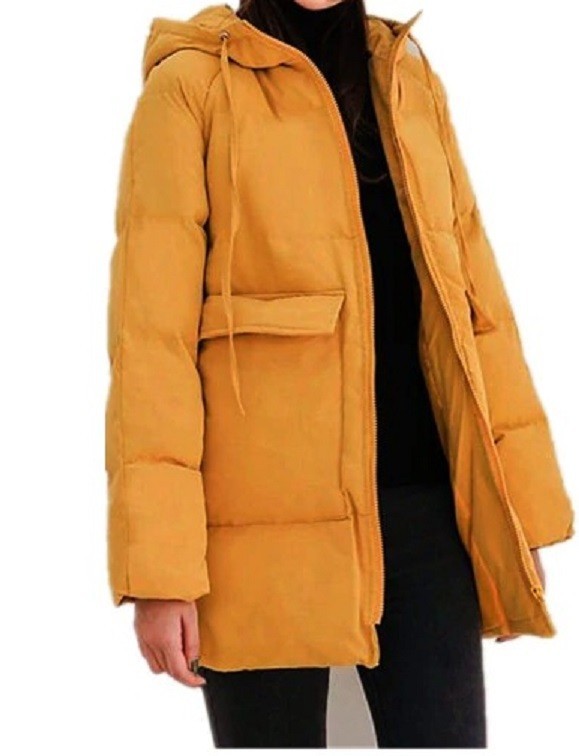 Veste d'hiver pour femme avec capuche jaune S