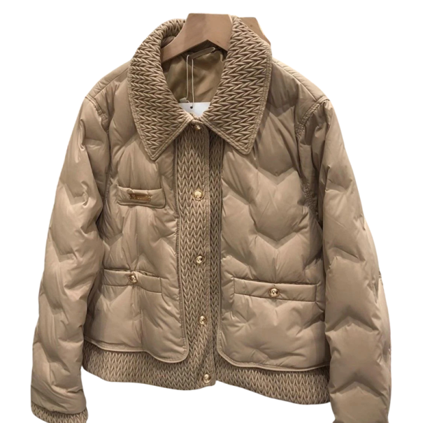 Veste d'hiver pour femmes avec col Fermeture à boutons Chaud polyester coton Poches pour les mains Manteau d'hiver confortable Veste tendance pour la saison froide marron M