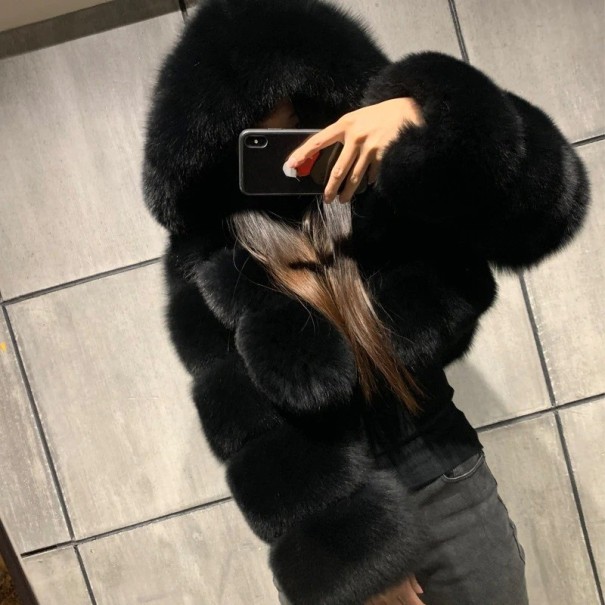 Veste d'hiver pour femmes en fausse fourrure P1481 noir S