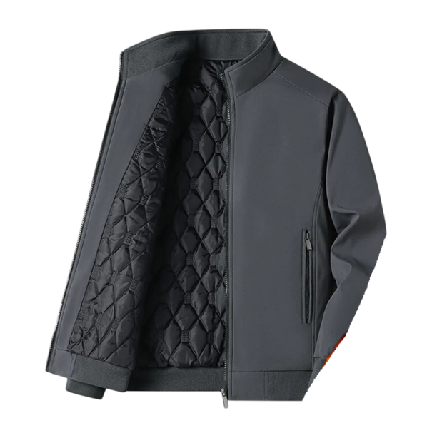 Veste d'hiver pour homme avec capuche Veste matelassée à fermeture éclair avec poches Veste matelassée pour homme pour temps froid Veste d'hiver chaude en polyester gris L