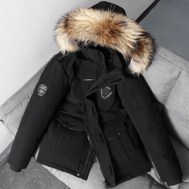 Veste d'hiver pour homme avec fourrure F1107 noir S