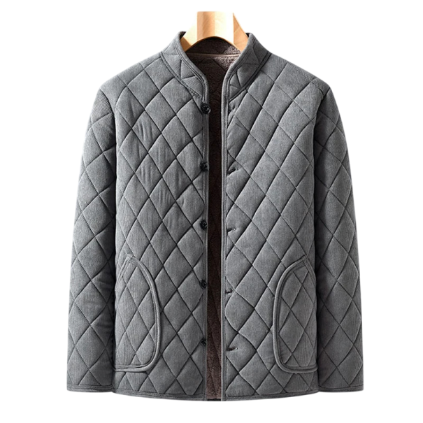 Veste d'hiver pour homme grise coupe-vent à fermeture éclair en polyester résistant avec poches pratiques conception chaude pour un usage quotidien M