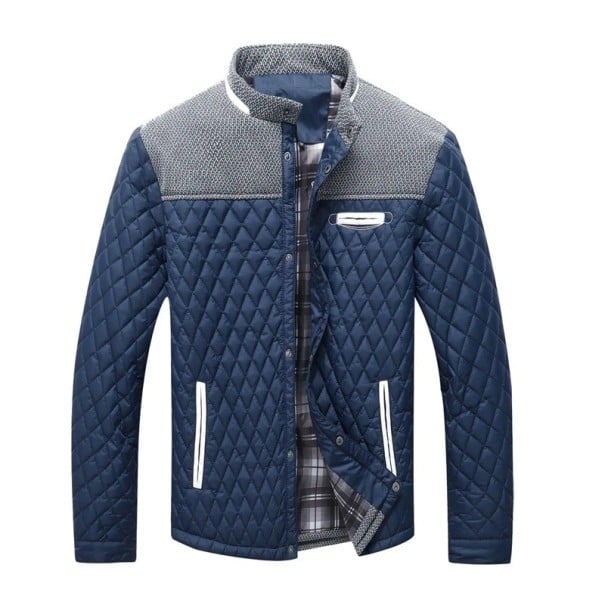 Veste d'hiver pour hommes Résistante au vent Fermeture à boutons Veste en polyester avec poches Doublure en polyester Confortable bleu S