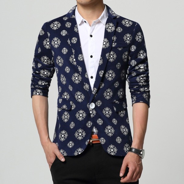 Veste de costume décontractée pour homme avec imprimé J2179 bleu XL