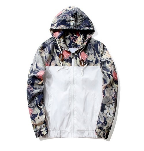 Veste de printemps/automne pour hommes avec fleurs J937 blanc XS