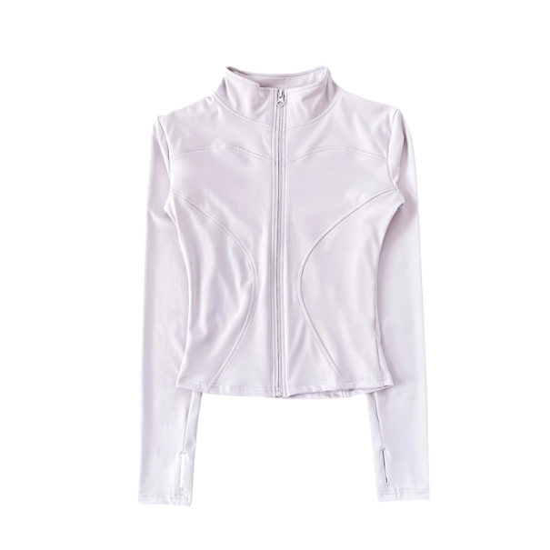 Veste de sport pour femme avec col montant Coupe ajustée Matière à séchage rapide Design fonctionnel respirant Veste légère pour l’entraînement violet clair S