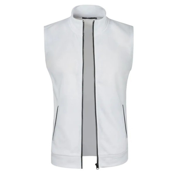 Veste de sport pour homme à zip avec poches en polyester sans manches pour la randonnée, les activités de plein air et le port quotidien blanc XL