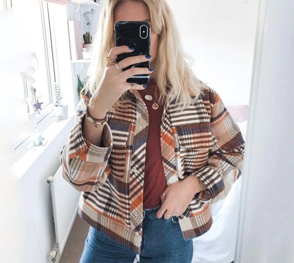 Veste de transition à carreaux pour femmes A1843 S