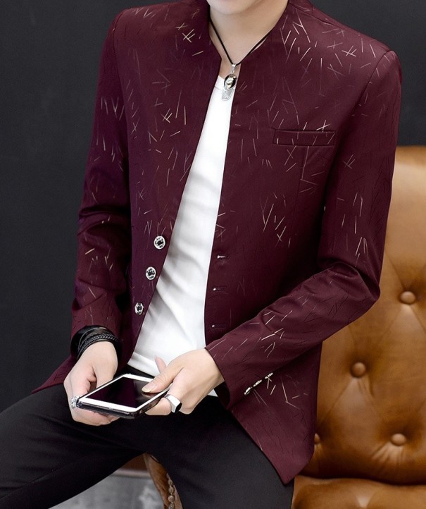 Veste décontractée pour homme avec un motif intéressant bordeaux XL
