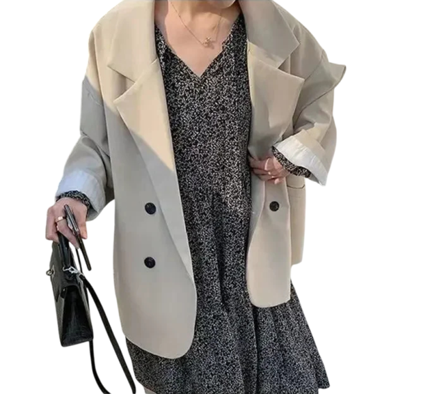 Veste élégante pour femme avec col et poches Veste unie à boutons en polyester Veste stylée dans différentes couleurs pour le travail et les loisirs beige S